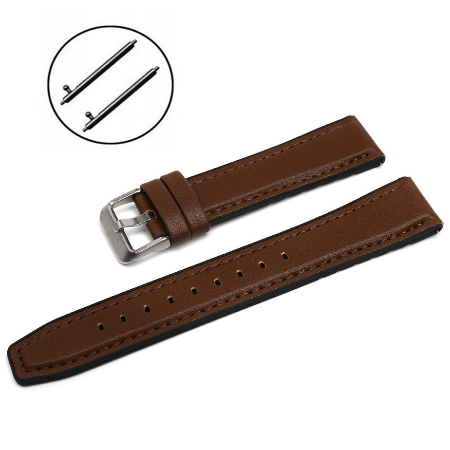 PASEK DO ZEGARKA 18MM - SKÓRZANO/SILIKONOWY - CIEMNY BRĄZ - UNIWERSALNY