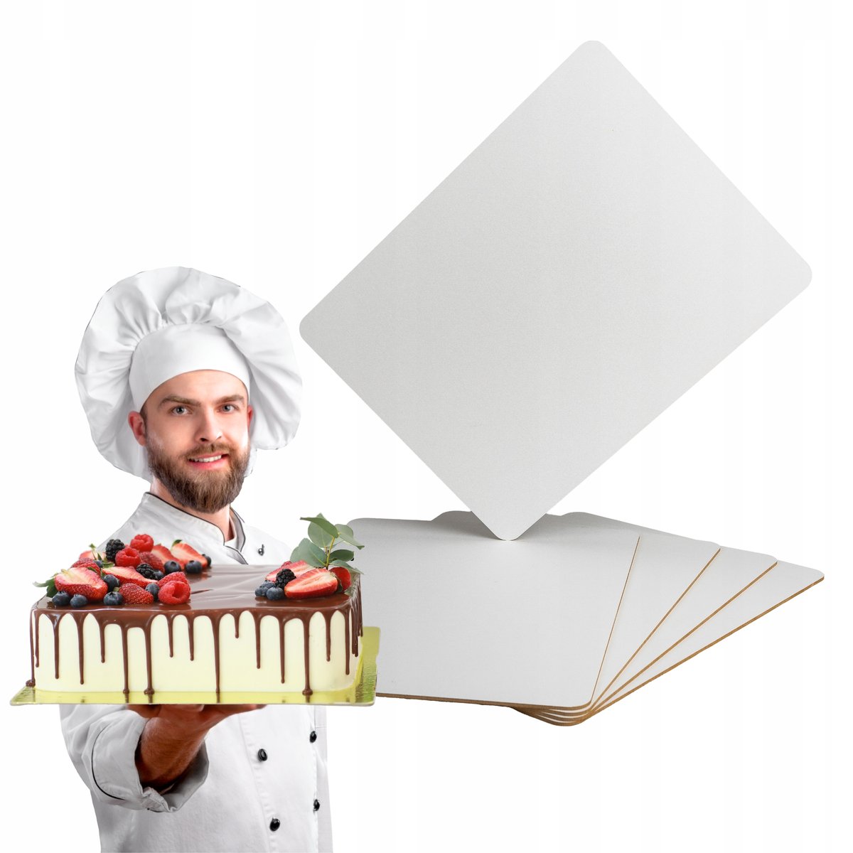 PODKŁAD POD TORT PROSTOKĄT 40x30 cm HDF PODKŁADKI SZTYWNY BEZZAPACHOWY