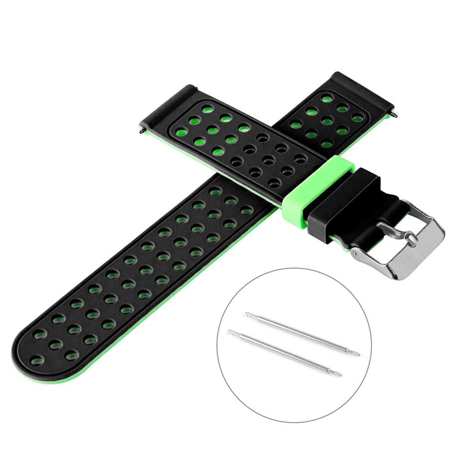 Pasek silikonowy do smartwatch - czarno-zielony - 22 mm