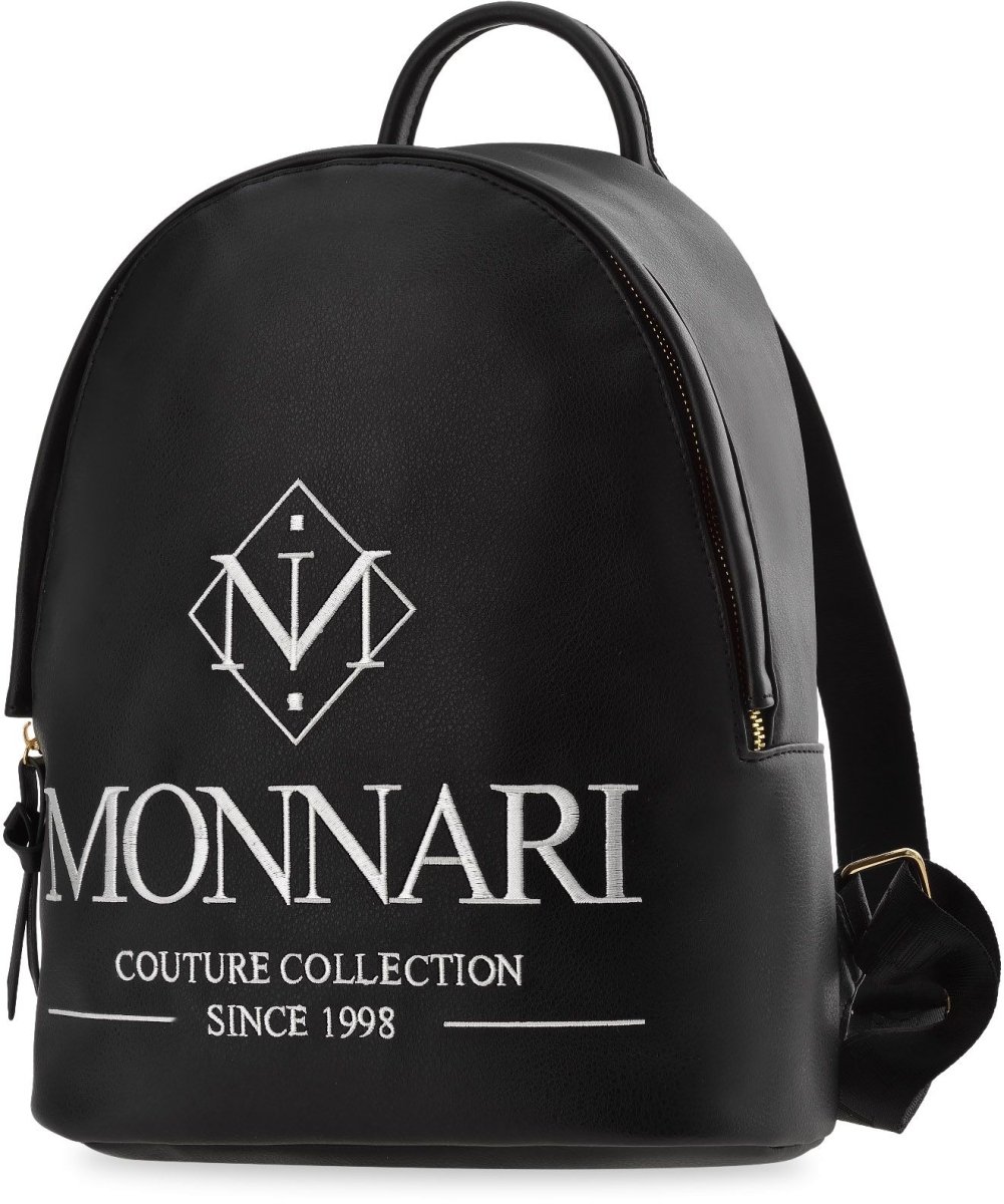 Czarny plecak monnari elegancki miejski skóra logo