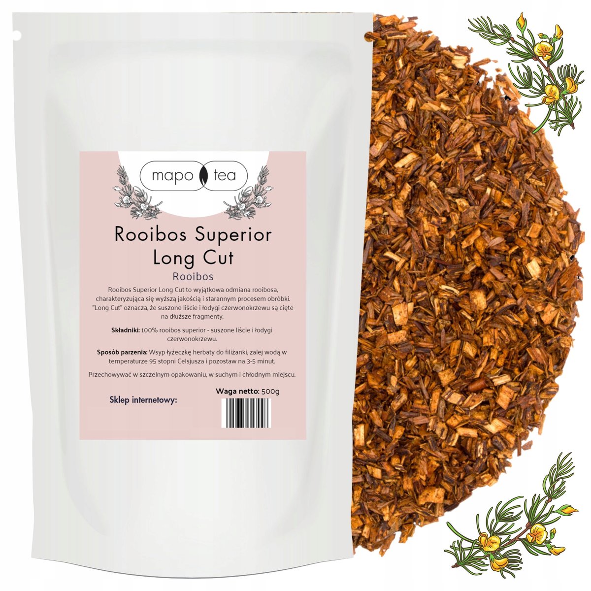 ROOIBOS SUPERIOR LONG CUT 500G Duże Opakowanie PREMIUM Wysoka Jakość