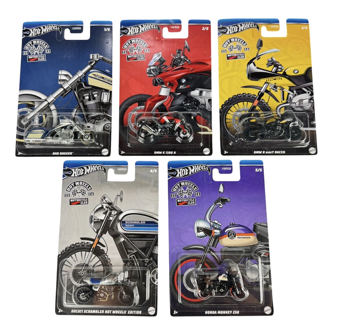 HOT WHEELS MOTORCYCLE CLUB ZESTAW 5szt HWR59