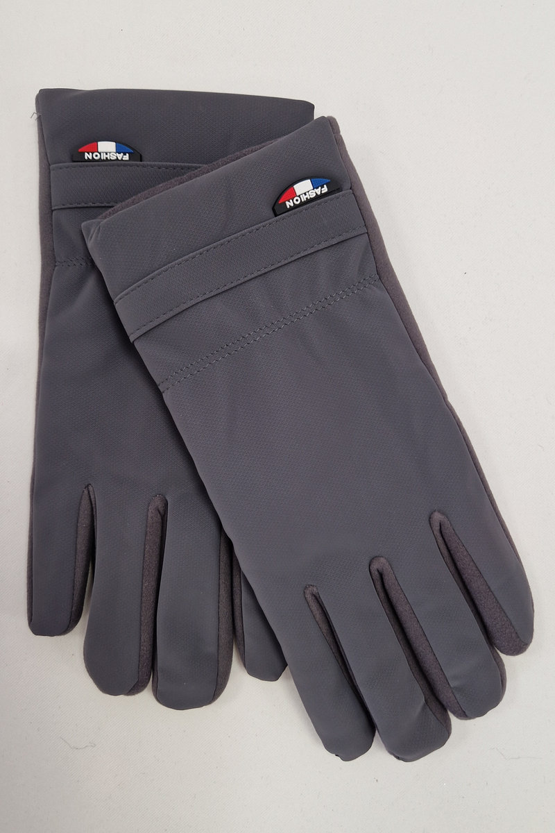 Grube rękawiczki zimowe męskie z palcem do telefonu popielate