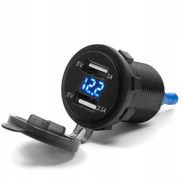 GNIAZDO 2 X USB DO MOTOCYKLA - 3.1A + WOLTOMIERZ