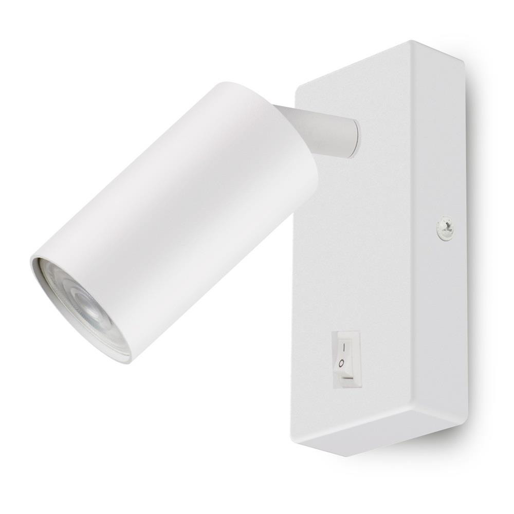 Kinkiet / lampa ścienna maclean mce369 w, punktowa, okrągła, gu10, z włącznikiem 55x100mm, biała