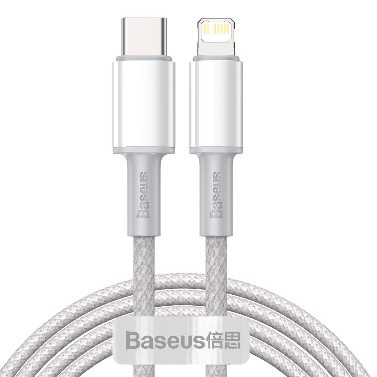 Baseus High Density Braided USB-C do Lightning, 20W, 5A, PD, 1m biały