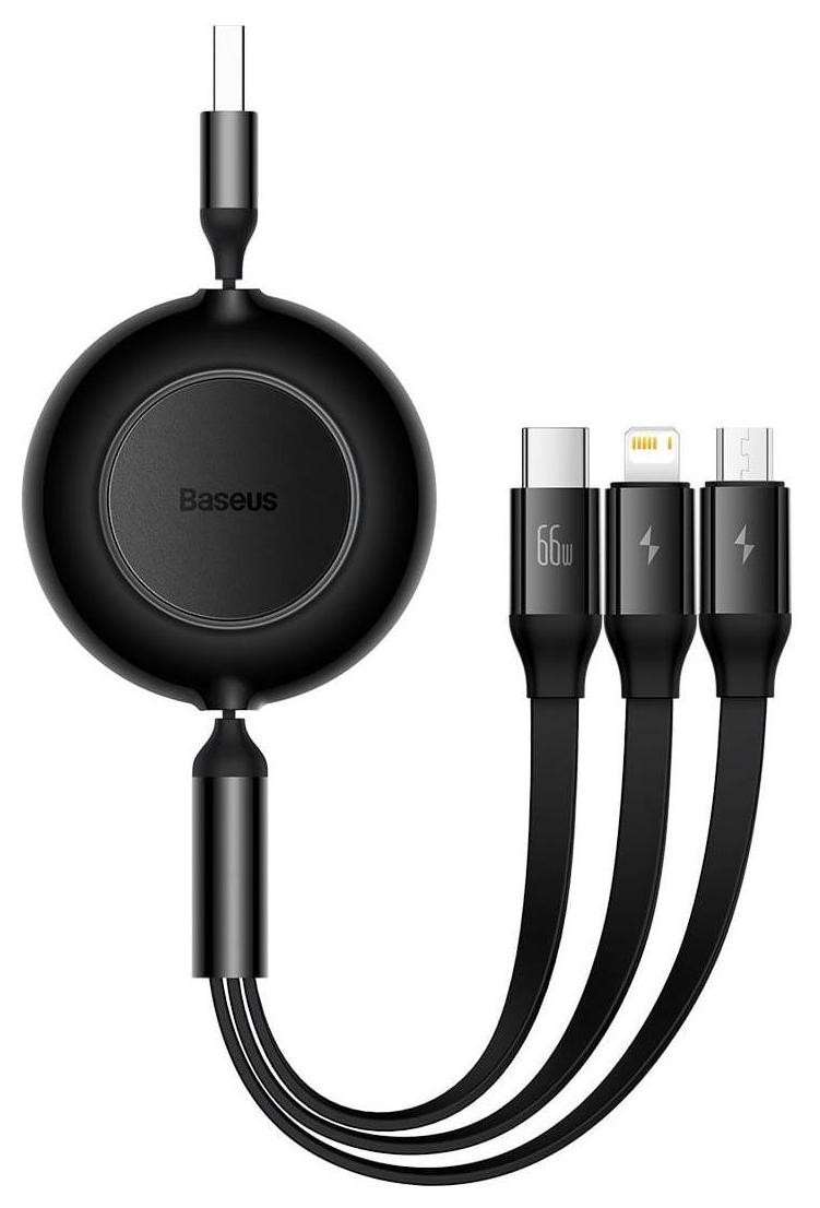 Baseus Bright Mirror 2 USB 3w1, micro USB / Lightning / USB-C, 66W / 2A, 1.1m czarny