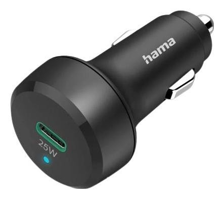 Hama ładowarka samochodowa PD/QC 3.0 1x USB-C 25W, czarna
