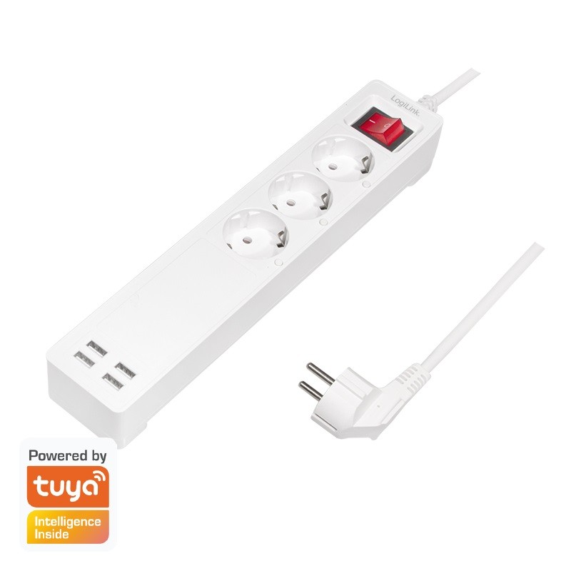 LogiLink 3 gniazda Wi-Fi smart 1.7m biała SH0103