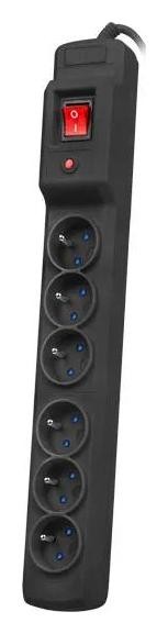 Armac Multi M6 Listwa zasilająca przeciwprzepięciowa, 6 gniazd, przewód 1,5m, czarna M6/15/CZ