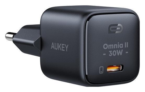 Aukey GaN, USB-C, PD 30W, czarna