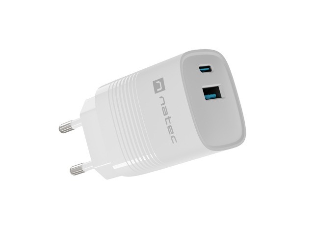 Natec Ribera GaN 30W USB-A USB-C biała
