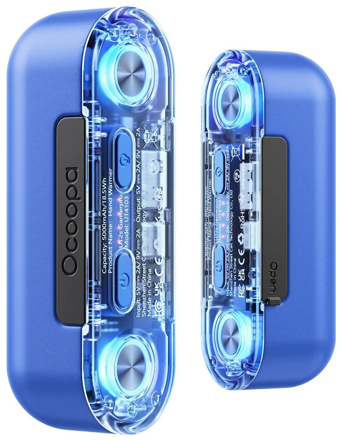 Ocoopa UT2s GamerPro, 2x 5000 mAh, do 2*8h, powerbank 18 W, LED, niebieski UT4103-BU