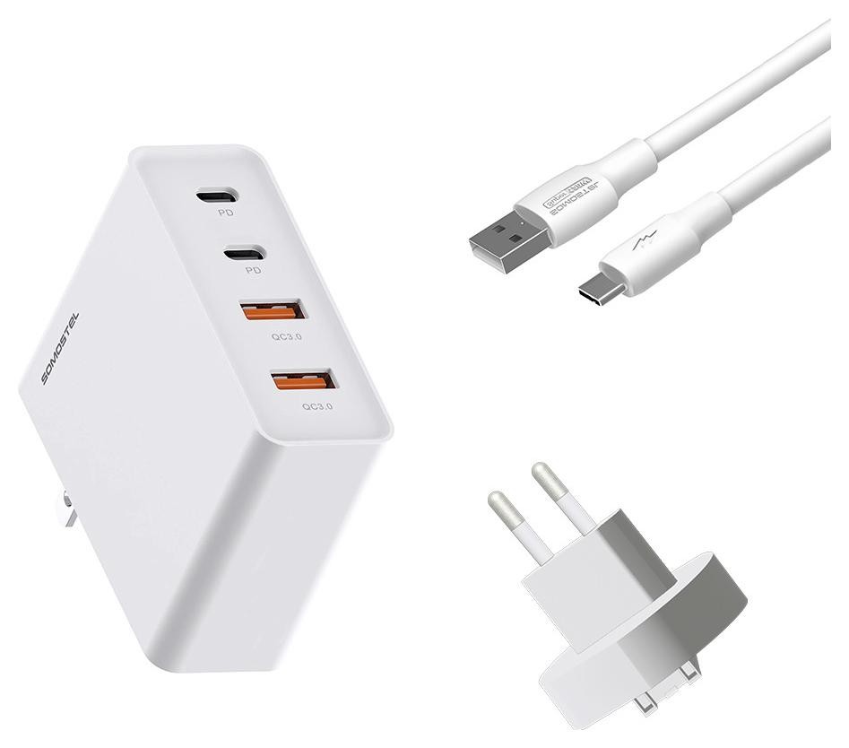 Somostel 130W GaN biała 2x USB + kabel USB Typ-C 6A 120W