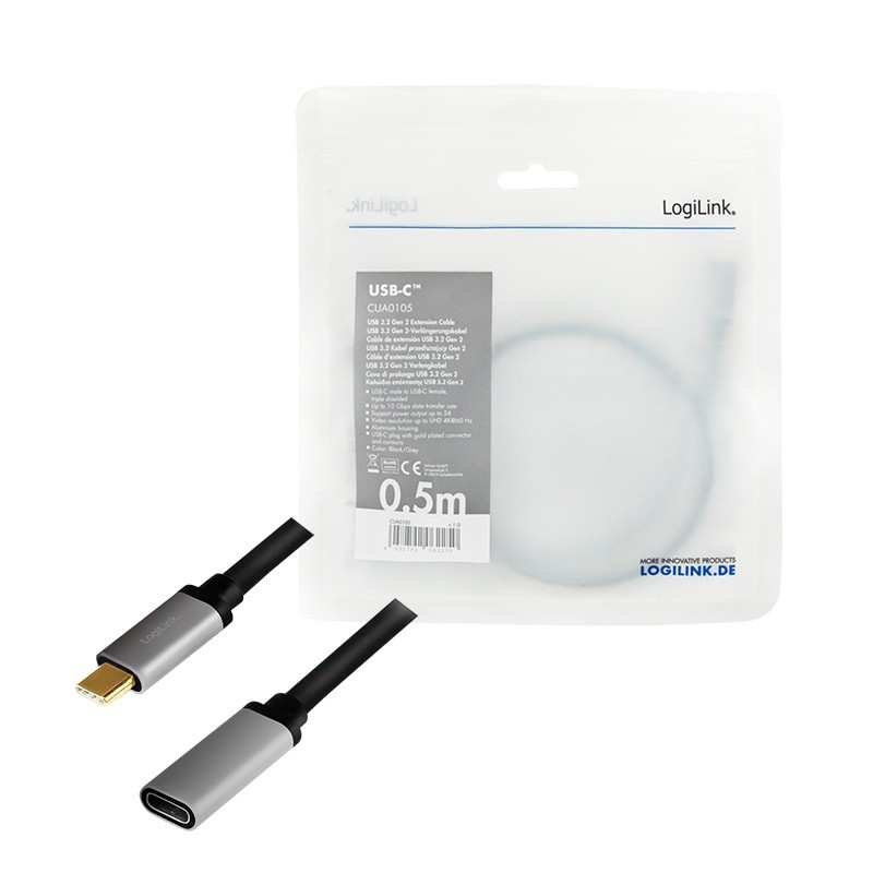 LogiLink USB 3.2 USB-C M/F 0.5 m CUA0105