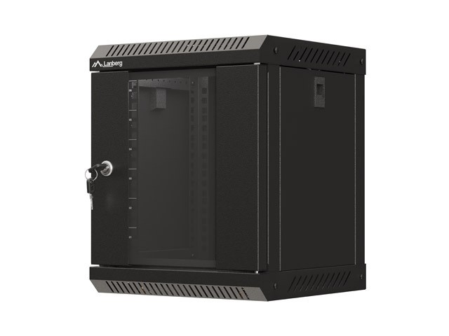 Lanberg szafa rack wisząca 10'' 6U 300x300 czarna drzwi przeszklone flat pack