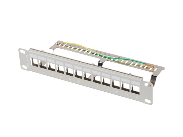 Lanberg Patch panel pusty 12 port 1U 10'' FTP z organizerem do modułów keystone szary PPKS-9212-S