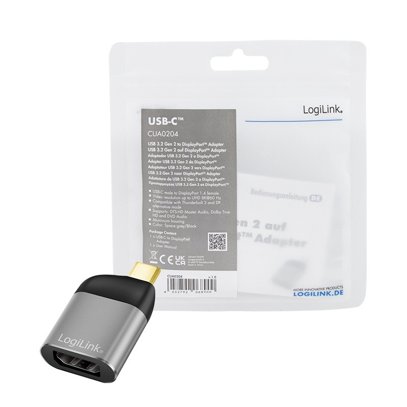 LogiLink USB 3.2 USB-C M - Displayport F 8K CUA0204