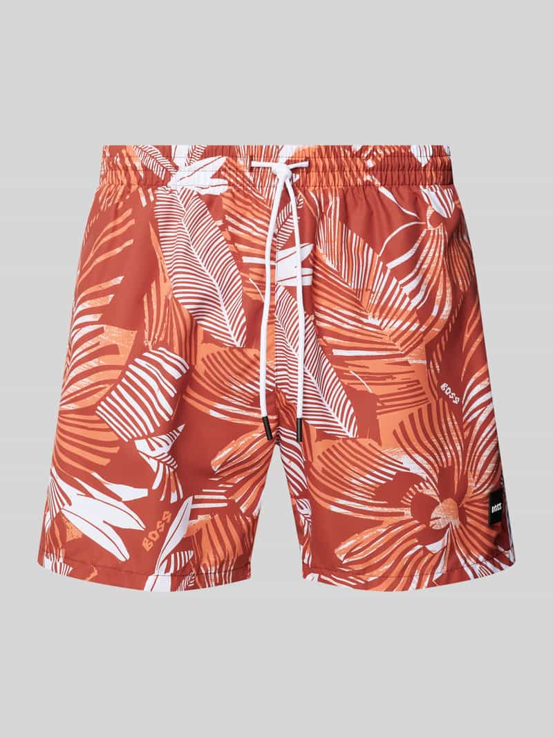 Spodenki kąpielowe o kroju relaxed fit z naszywką z logo model ‘Piranha’