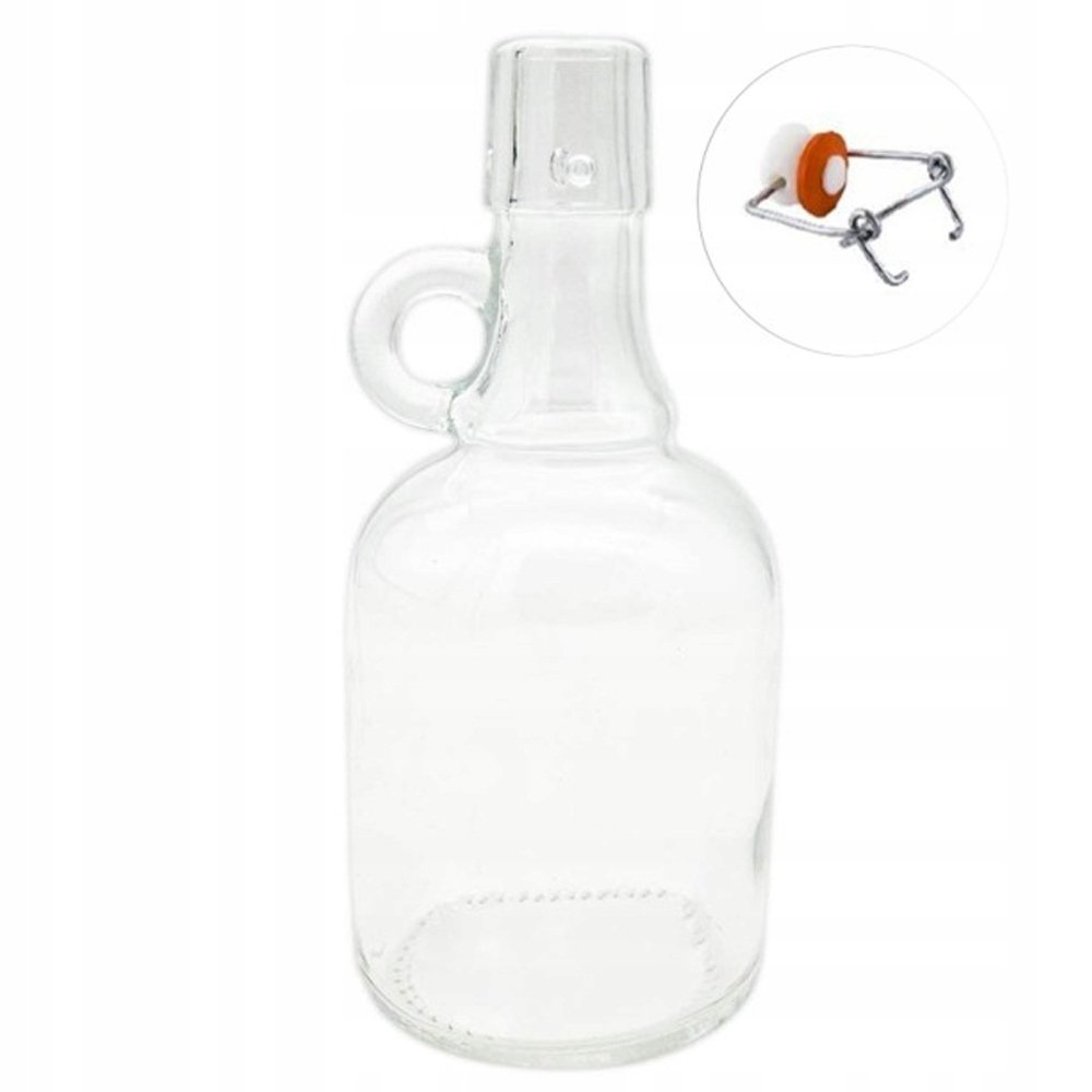 Galon na wino szklana butelka z uchwytem i klipsem 500 ml Tragar