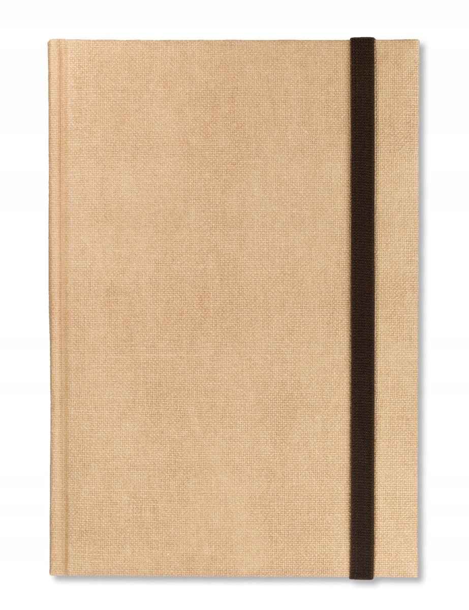 Notes książkowy B5 JUTA piasek + gumka brązowa