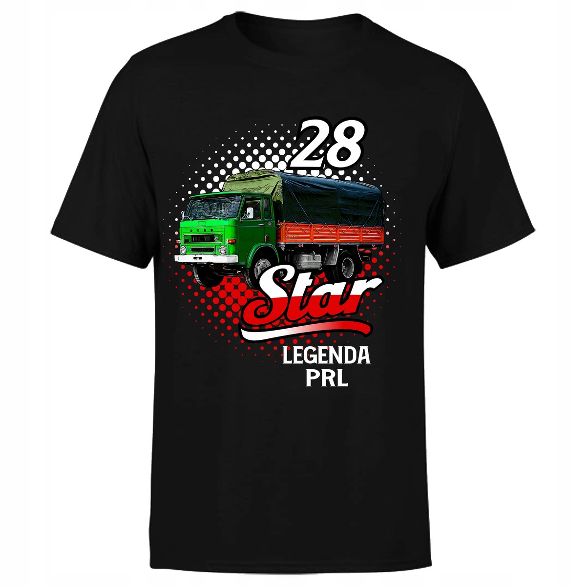 Koszulka męska z nadrukiem STAR 28 kultowe ciężarówki PRL 4XL