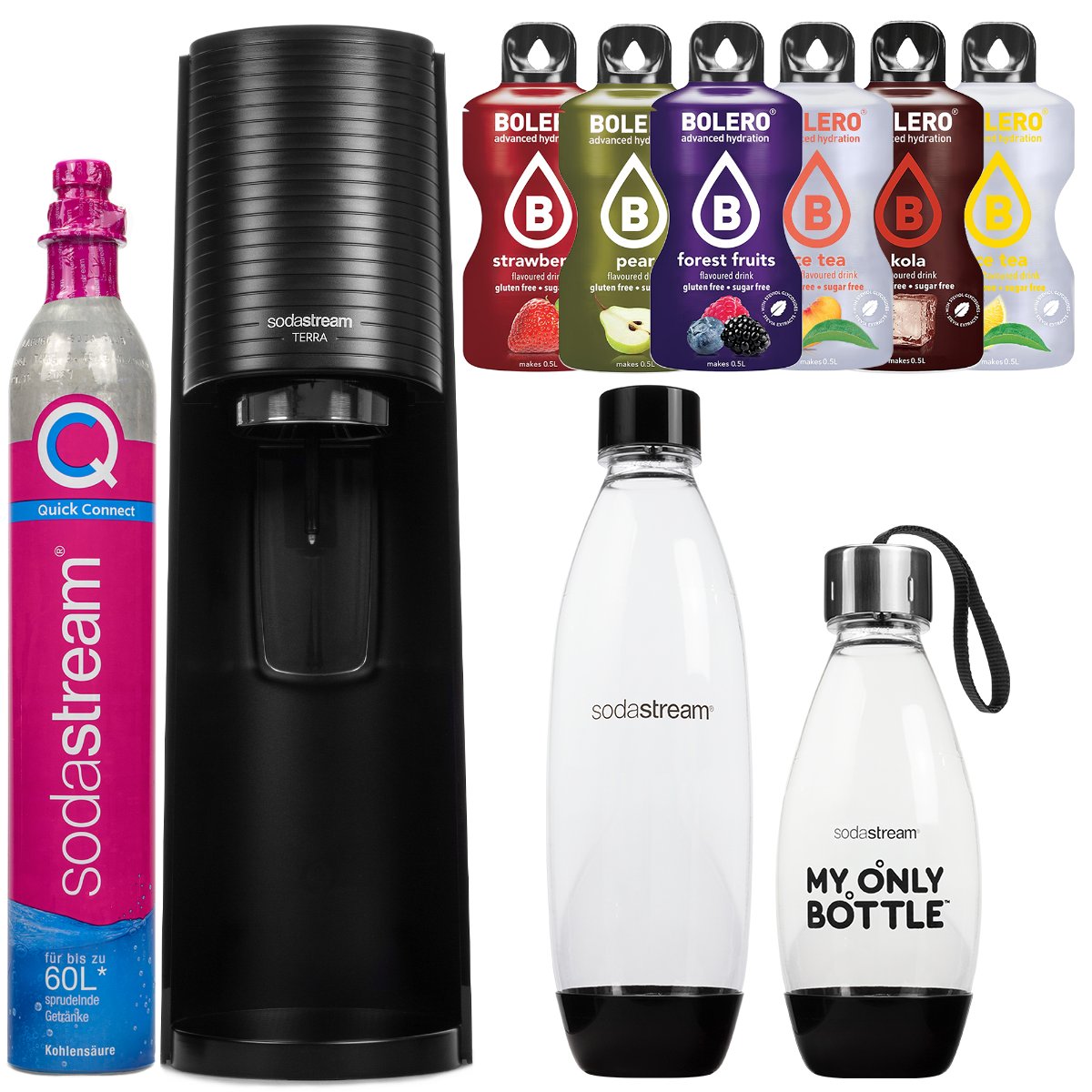 Saturator do wody SODASTREAM Terra - czarny gazowanie bez plastiku butelki CO2 napoje bez cukru szybkie bąbelkowanie kuchnia