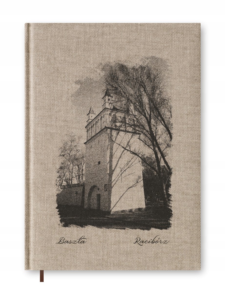 NOTES książkowy A5 BEŻOWY LEN z nadrukiem UV RACIBÓRZ PAMIĄTKA NOTATNIK