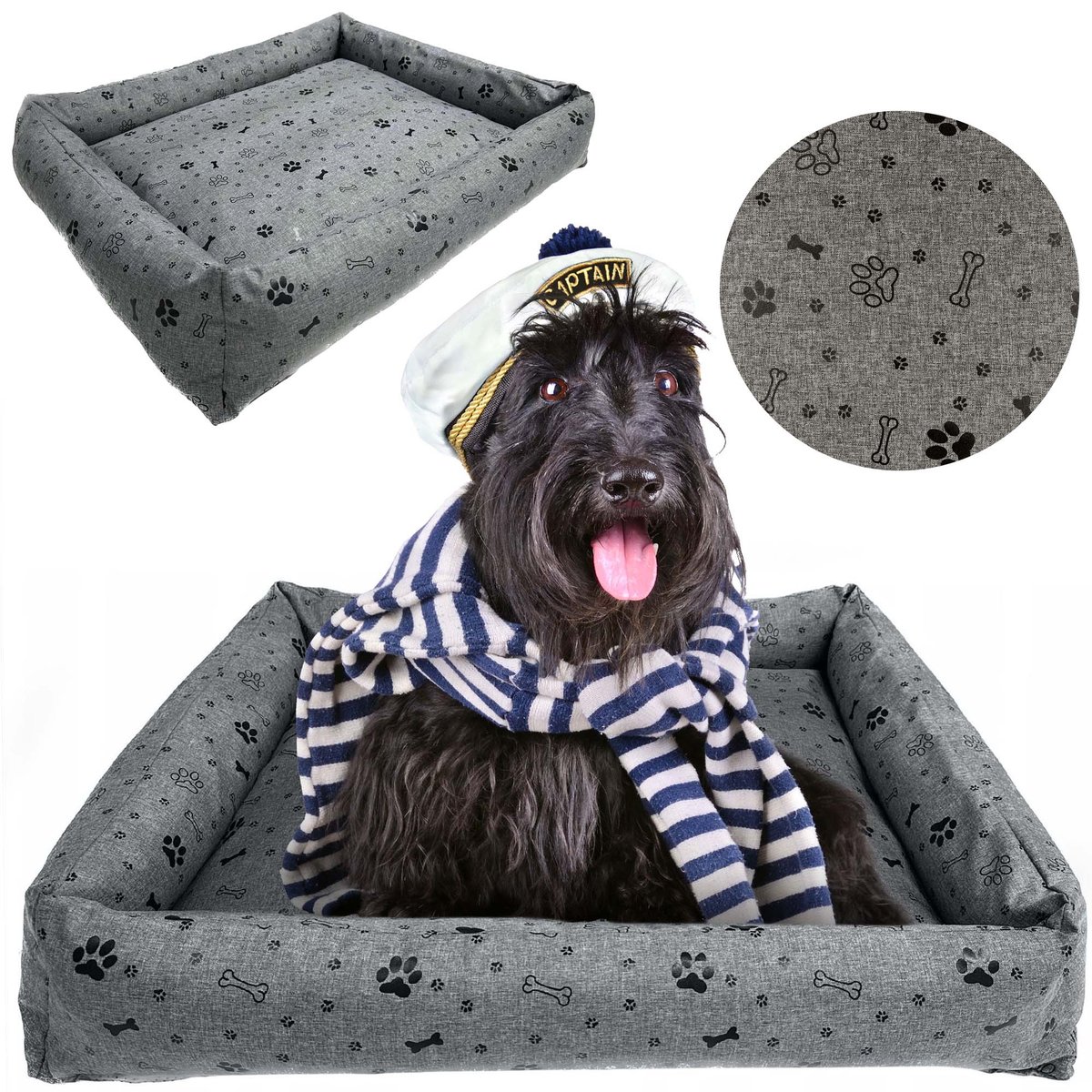 Legowisko Dla Psa Kanapa Posłanie 75X65 Cm Wodoodporne Poduszki Pikowane Kość Czarna