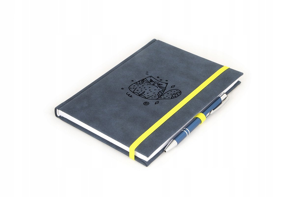 KOTEK Notes długopis kratka Nubuk niebieski Ż19