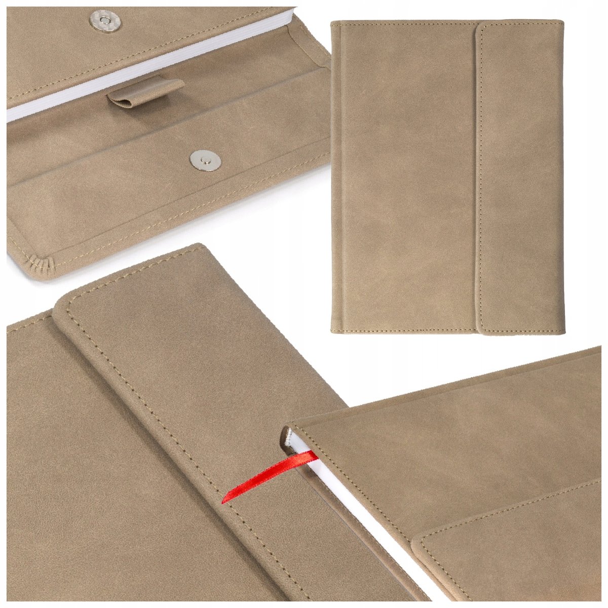 NOTES KSIĄŻKOWY ZAPINANY NUBUK PIASEK A5