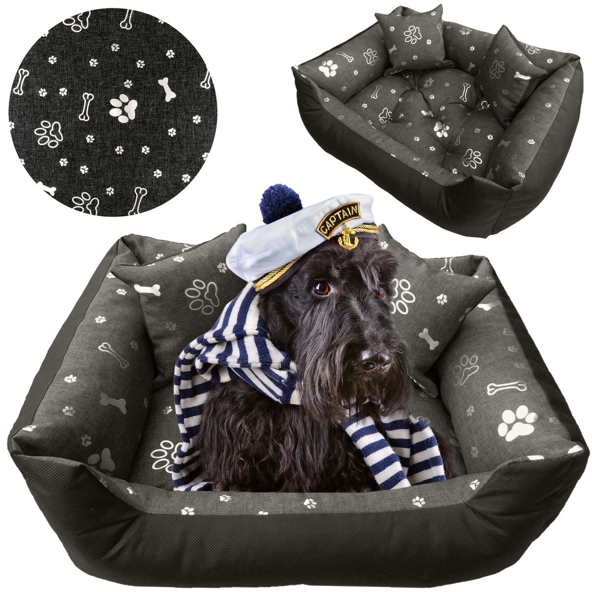 Legowisko Dla Psa Kanapa Posłanie 130X105 Cm Wodoodporne Poduszki Pikowane Kość Srebrna