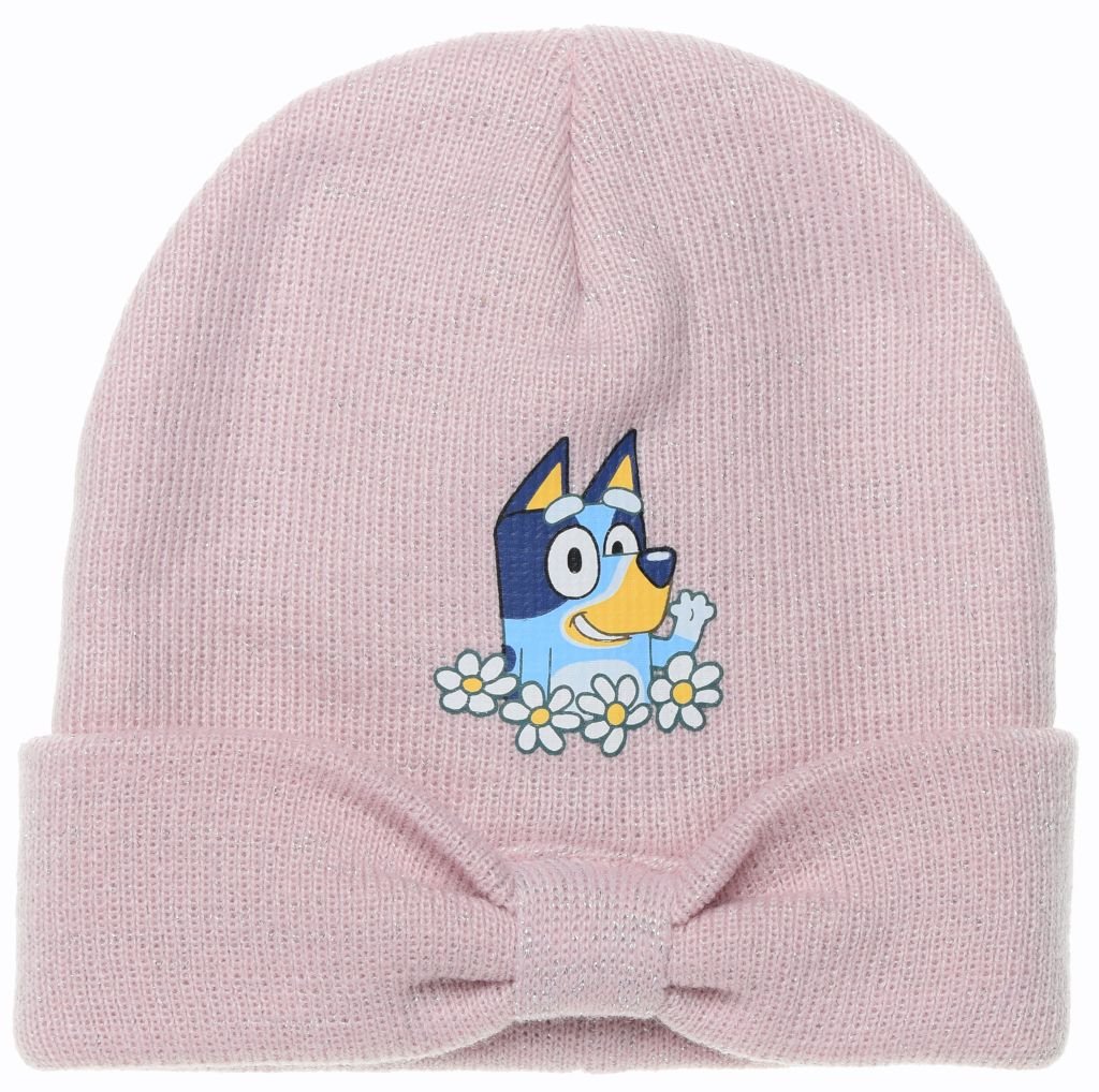 Czapka zimowa dla dziewczynki, Bluey, włókno akrylowe, jasnoróżowa, rozmiar 52 cm