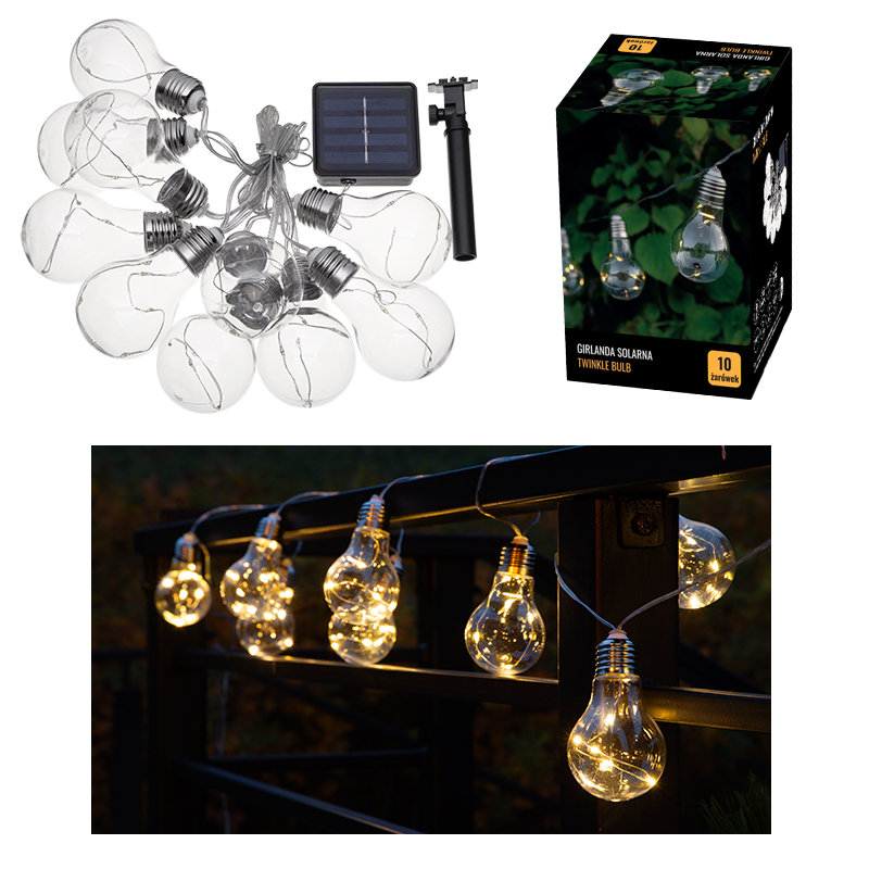 Girlanda solarna TWINKLE BULB 10 żarówek 50 LED