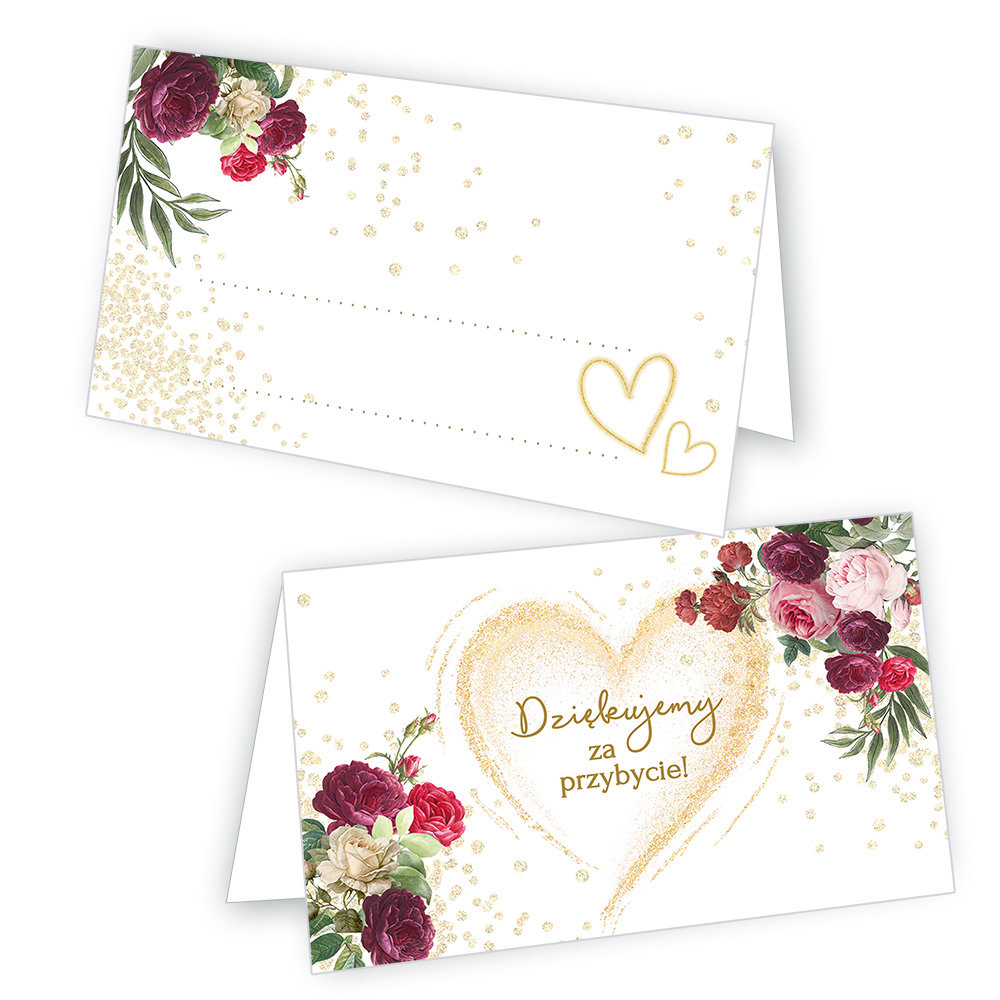 Winietki na Stół Ślubne Serce - 10 sztuk