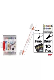 Markery pędzelkowe metaliczne dwustronne 10 kol