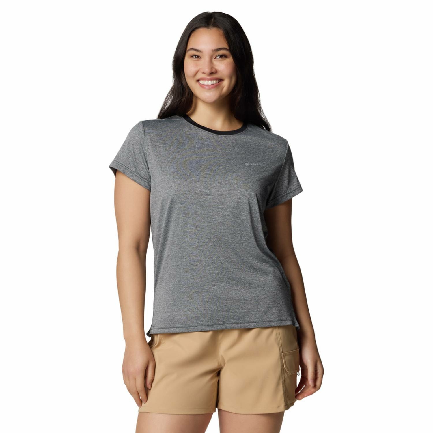 Damska koszulka techniczna Columbia BlueVista Hill Short Sleeve Crew black heather - L
