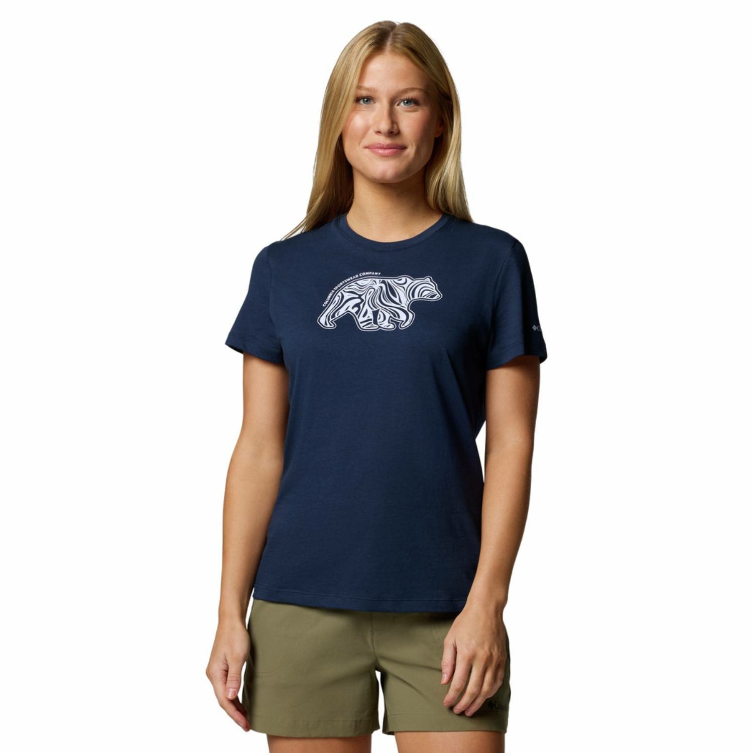 Damska koszulka techniczna Columbia Ruby Springs Graphic Fit Short Sleeve collegiate navy - L