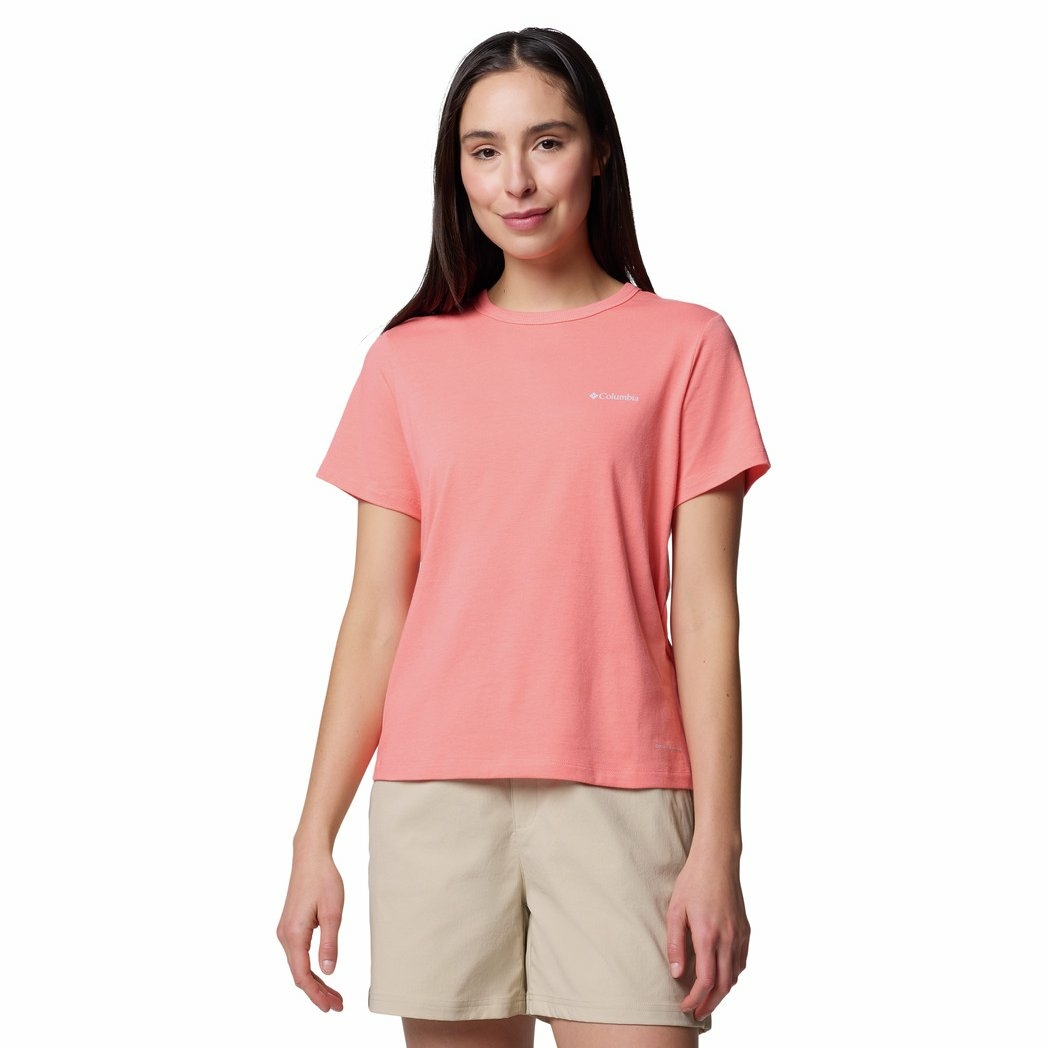 Damska koszulka Columbia Sun Trek Short Sleeve II Tee alpenglow - L