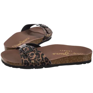 Klapki Oban Leopard W Dark Brown PLS90612 898 (PE37-a) Pepe Jeans