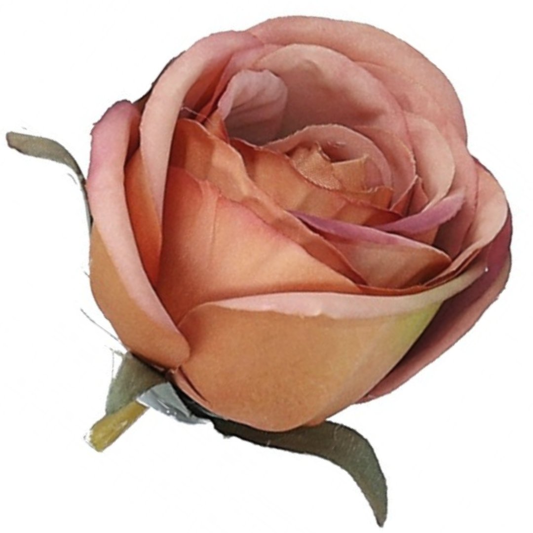 [w04085] Róża główka 6cm ciemnopomarańczowa cieniowana