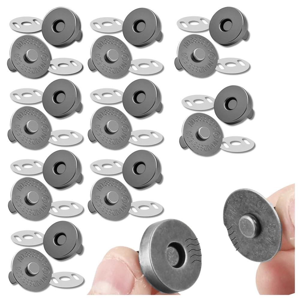 Guziki magnetyczne zapięcie na magnes 10 szt metalowe czarne
