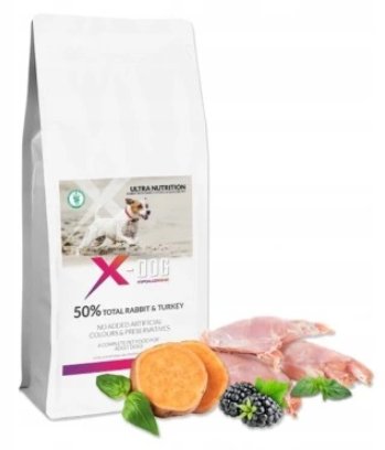 X-DOG ADULT M/L KRÓLIK BATAT JEZYNA 2KG