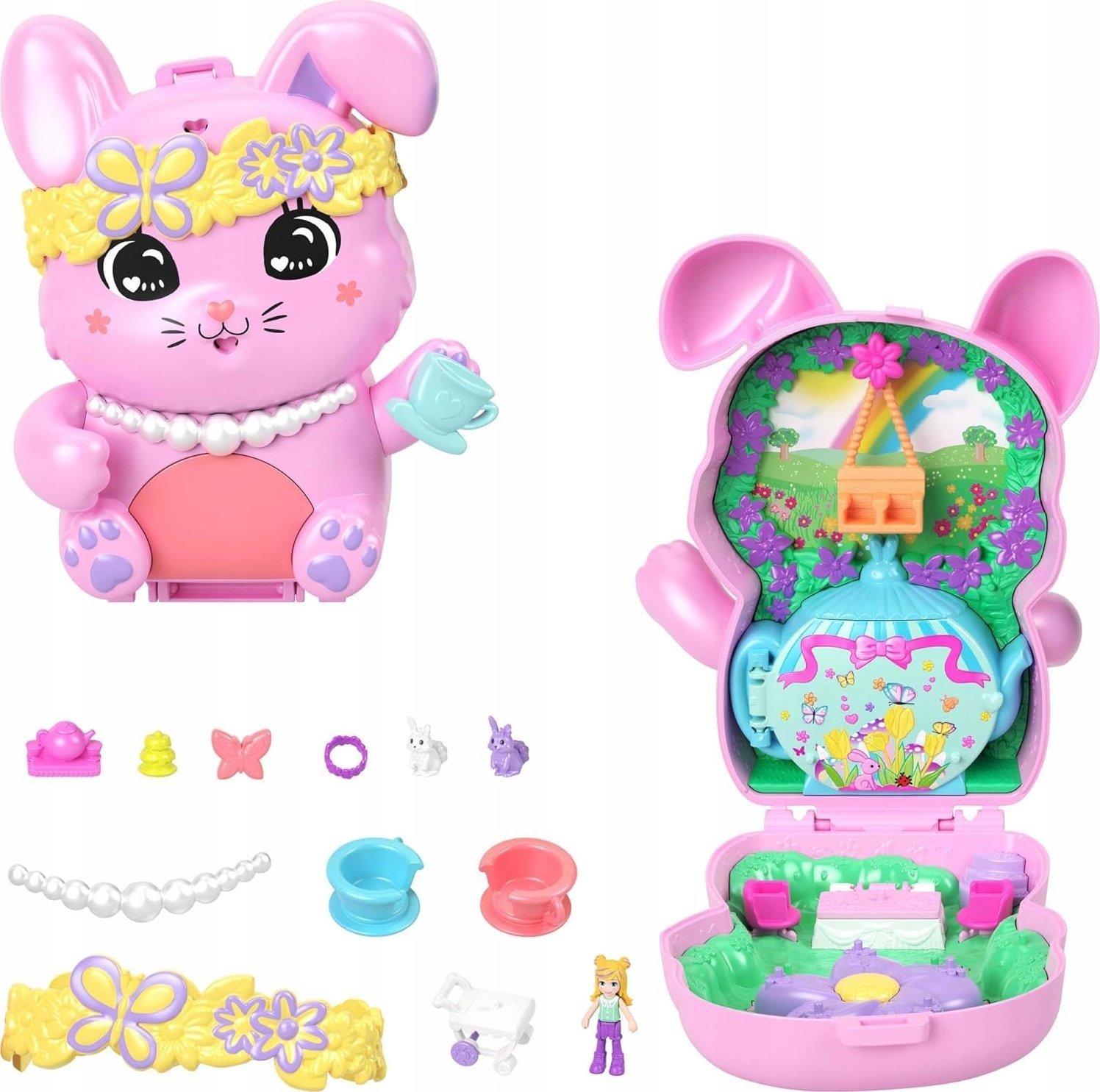 Polly Pocket - Króliczkowa herbatka Zestaw kompaktowy + laleczka + akcesoria JCR40