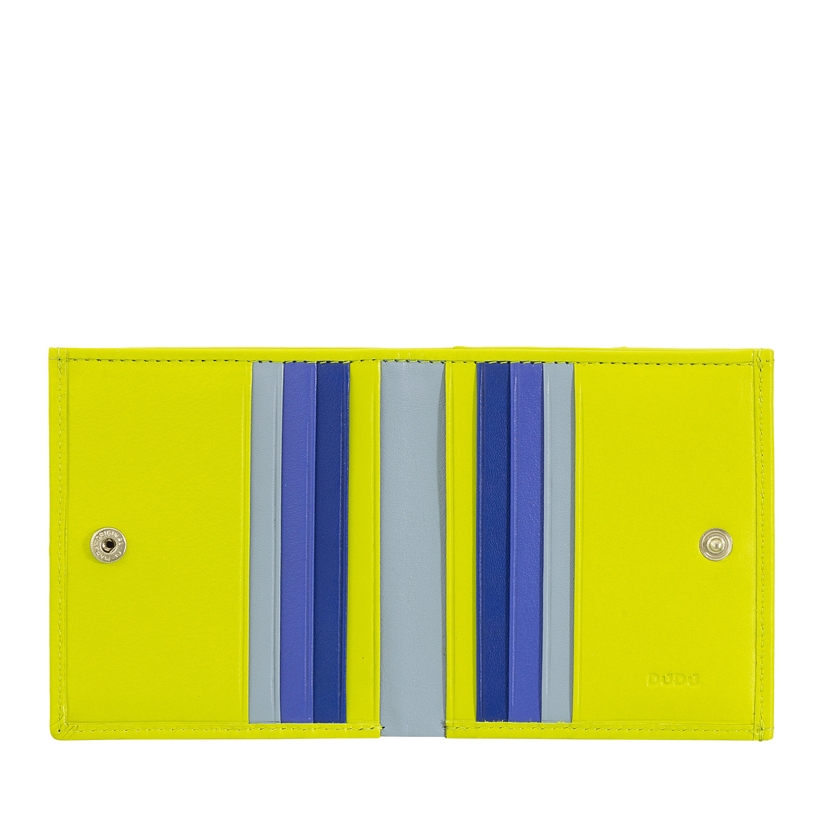 DUDU Mały wielokolorowy skórzany portfel RFID z portmonetką