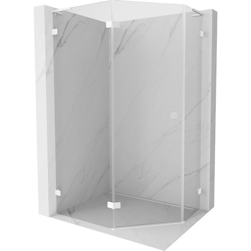 Mexen Lunar L kabina prysznicowa pięciokątna uchylna lewa 90 x 80 cm, transparent, biała - 831L-090L-080P-20-00-L