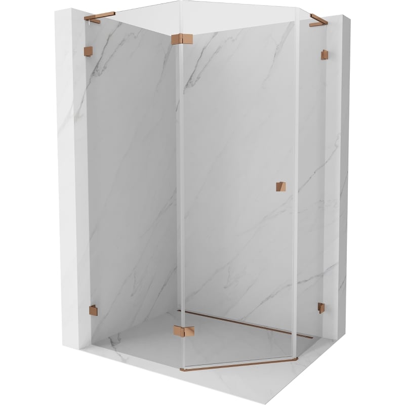 Mexen Lunar L kabina prysznicowa pięciokątna uchylna lewa 100 x 90 cm, transparent, różowe złoto - 831L-100L-090P-60-00-L