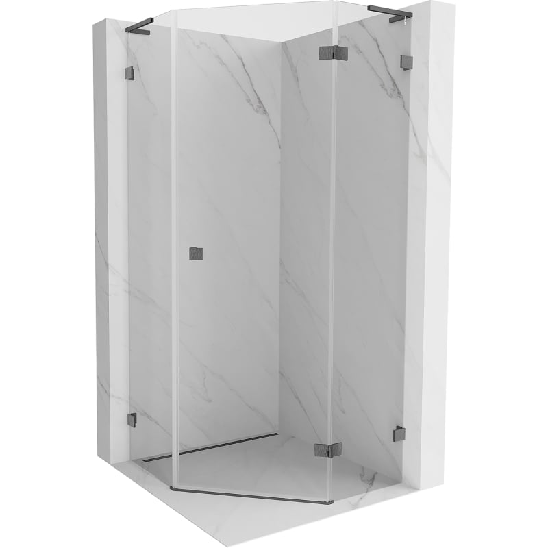 Mexen Lunar L kabina prysznicowa pięciokątna uchylna prawa 90x90 cm, transparent, gun gray szczotkowany - 831L-090P-090L-66-00-P