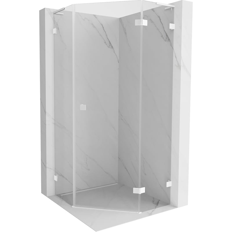 Mexen Lunar L kabina prysznicowa pięciokątna uchylna prawa 100 x 100 cm, transparent, biała - 831L-100P-100L-20-00-P