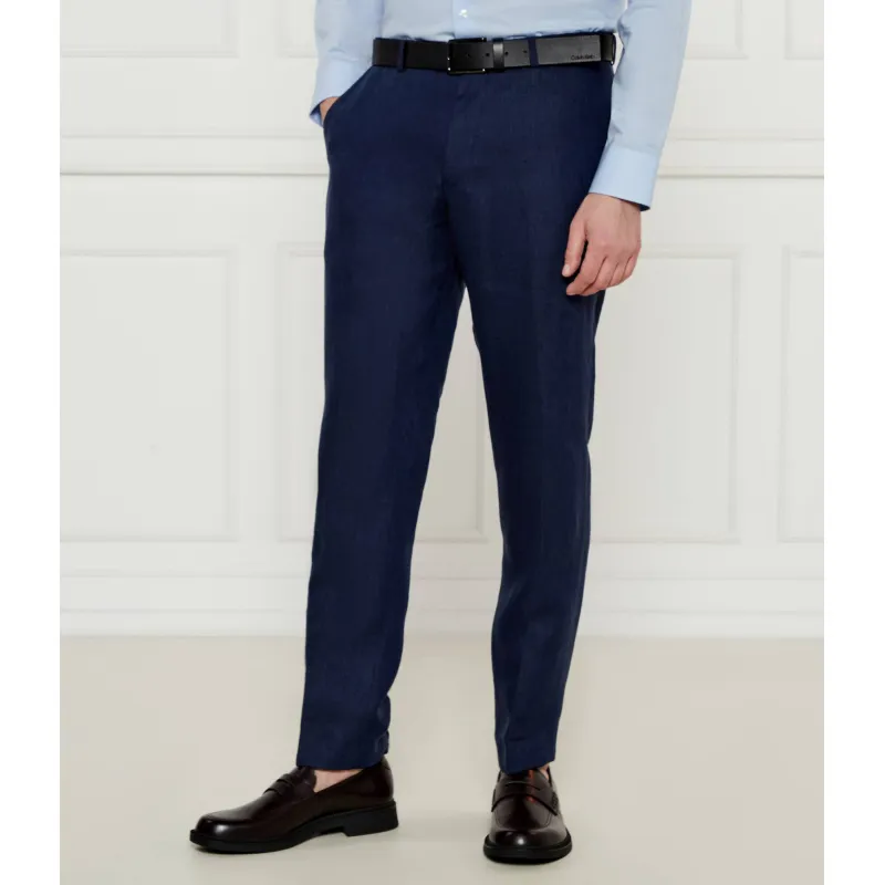 Oscar Jacobson Lniane spodnie Denz Slim Fit